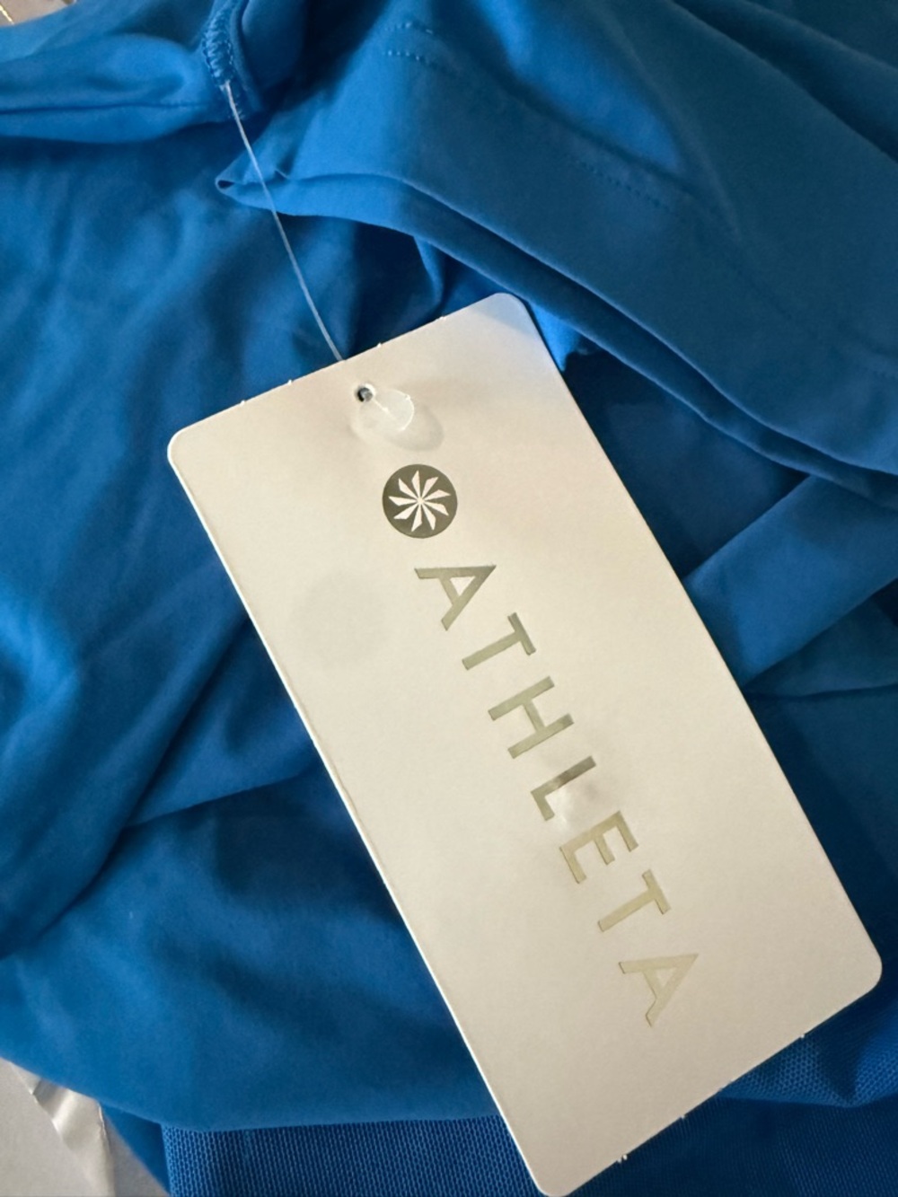 Athleta Bright  Blue mesh Tee - Picture 6 of 6
